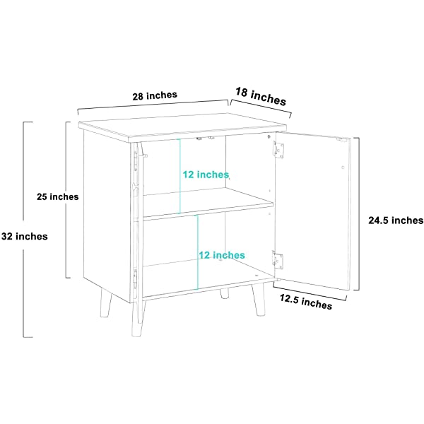 LALUZ Carved Accent Storage Cabinet Floor Cabinet for Bedroom Living Room, Oak Finish 30 Inch 30