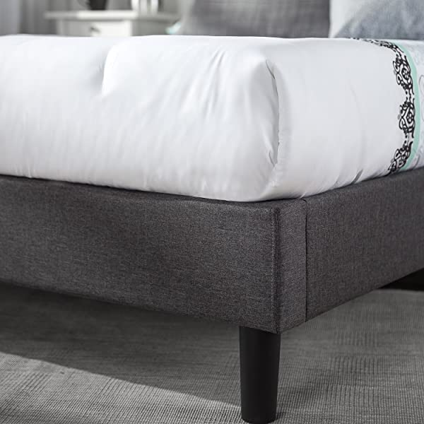 Zinus Dachelle Upholstered Platform Bed Frame / Mattress Foundation / Wood Slat Support / No Box Spring Needed / Easy Assembly, Queen, Platform Bed Only, Dark Grey Dark Grey Queen Platform Bed Only