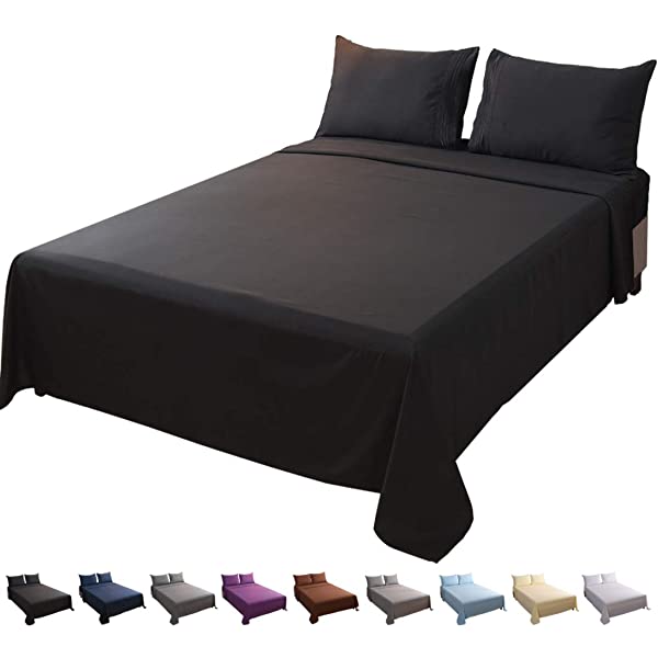 LBRO2M Bed Sheet Set Queen Size 16 Inches Deep Pocket 1800 Thread Count 100% Microfiber Sheet,Bedding Super Soft Comfortable, Cool Warm,4 Piece(Dark Grey) Dark Grey Queen