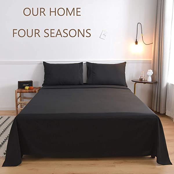 LBRO2M Bed Sheet Set Queen Size 16 Inches Deep Pocket 1800 Thread Count 100% Microfiber Sheet,Bedding Super Soft Comfortable, Cool Warm,4 Piece(Dark Grey) Dark Grey Queen
