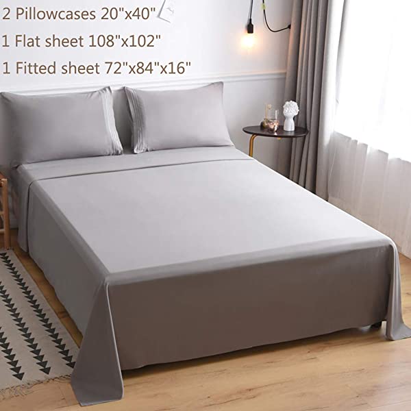 LBRO2M Bed Sheet Set Queen Size 16 Inches Deep Pocket 1800 Thread Count 100% Microfiber Sheet,Bedding Super Soft Comfortable, Cool Warm,4 Piece(Dark Grey) Dark Grey Queen