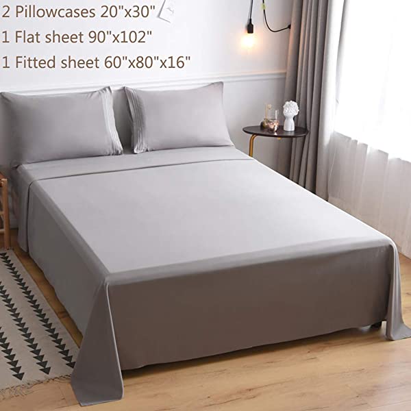 LBRO2M Bed Sheet Set Queen Size 16 Inches Deep Pocket 1800 Thread Count 100% Microfiber Sheet,Bedding Super Soft Comfortable, Cool Warm,4 Piece(Dark Grey) Dark Grey Queen