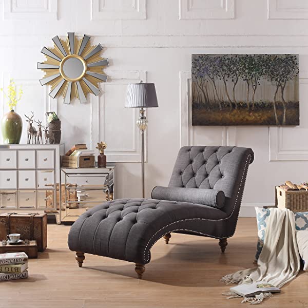 Rosevera Teofila Tufted Chaise Lounge Chair, Standard, Cream