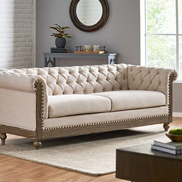 Christopher Knight Home Castalia Sofas, Midnight Black + Dark Brown Midnight Black + Dark Brown Birch Wood