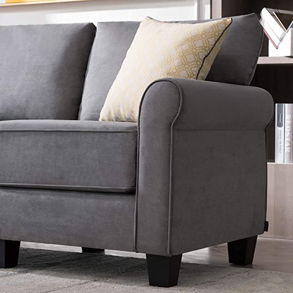 Nolany Reversible Sectional Sofa Couch for Small Apartment L Shape Sofa Couch 3-seat Sectional Couch (Dusty Grey)