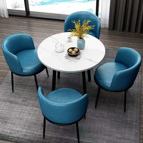 【Furniture】5-Piece Dining Table Set, Modern Round Dining Table & 4 Dining Chairs