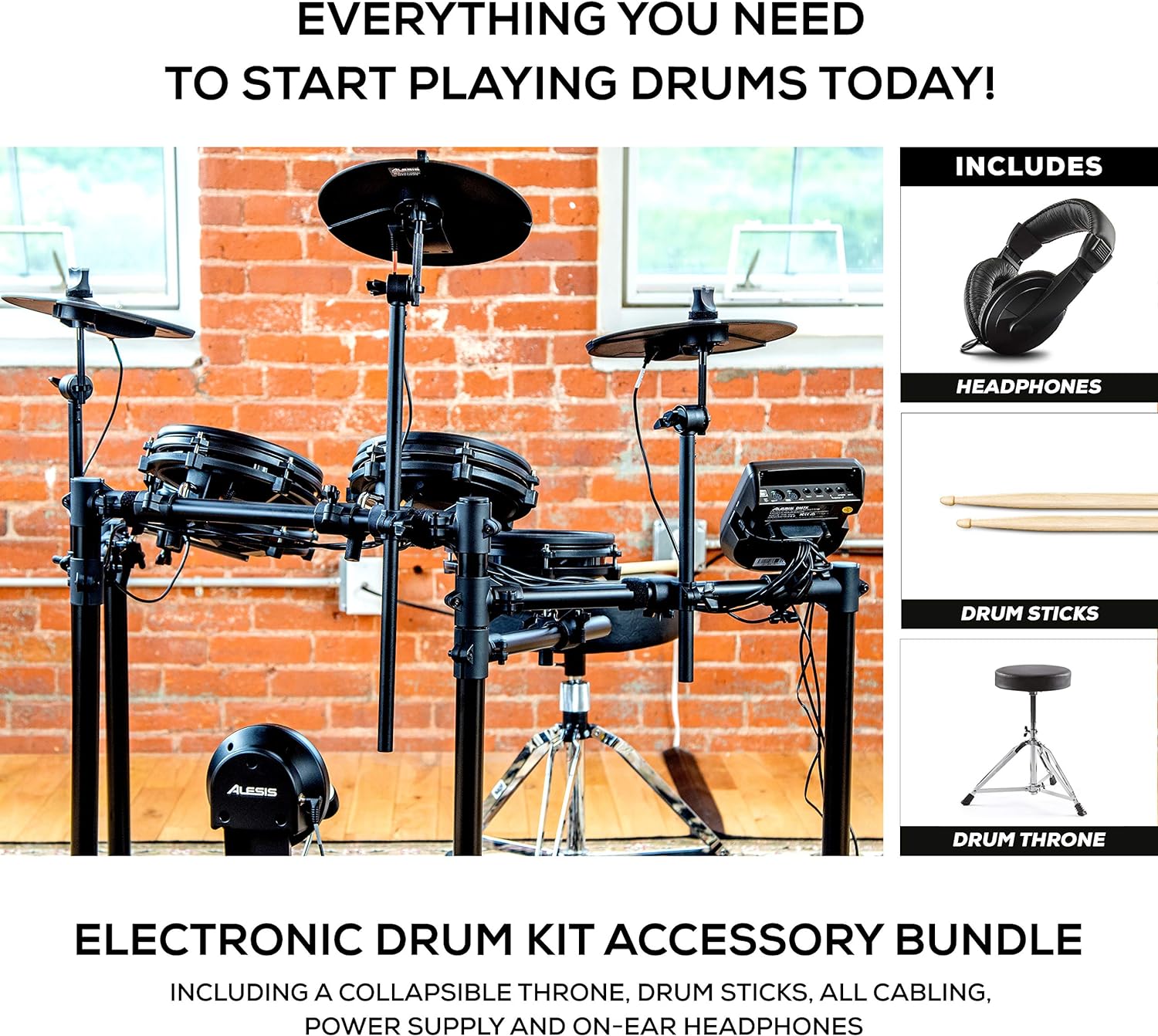 Alesis Nitro Max Kit Electric Drum Set with Quiet Mesh Pads, 10