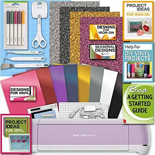Cricut Explore Air 2 Bundle Iron On, Vinyl Pack, Tools, Pen, Design Guide - Lilac