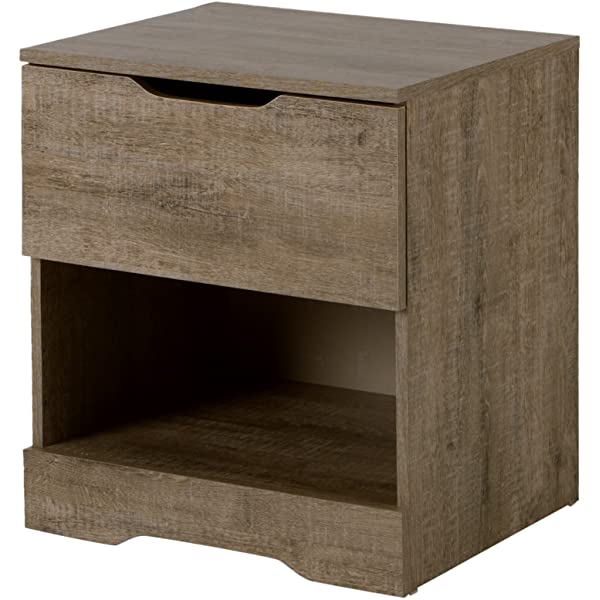 South Shore Trinity 1-Drawer Nightstand, Gray Oak with Cut-Out Handles