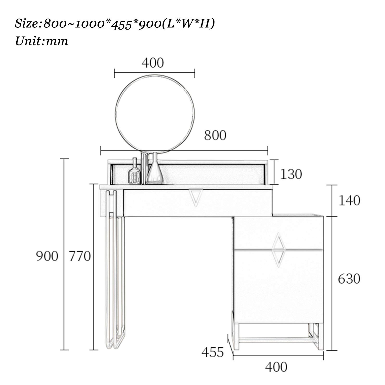 【Furniture】Dresser Modern Dressing Table Vanity Table Set with Sliding Mirror & Stool, Large Storage for Makeup