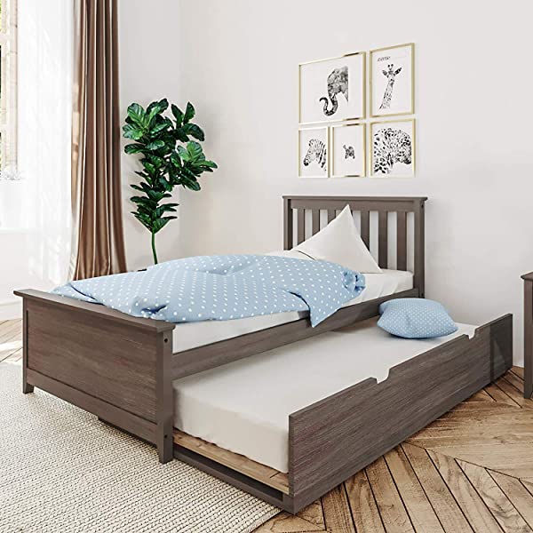 Max & Lily Twin Bed with Trundle, White White Bed with Trundle