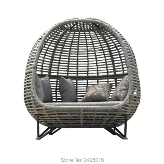 【Home&Garden】Metal frame with Wicker Patio Sunbed,outdoor Daybed for poolside,garden ,grey color ,can customized